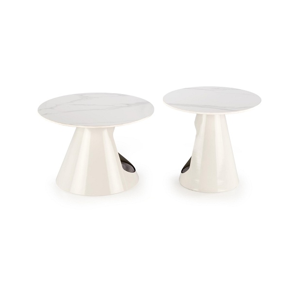 OSARIO zestaw 2 ław biały marmur / biały - Halmar