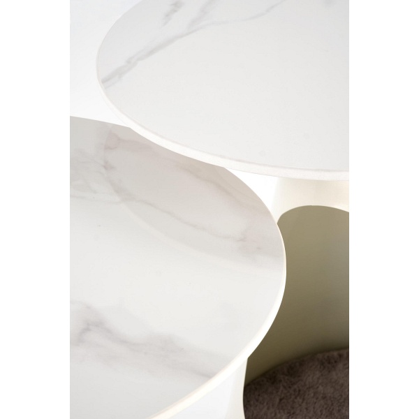 OSARIO zestaw 2 ław biały marmur / biały - Halmar