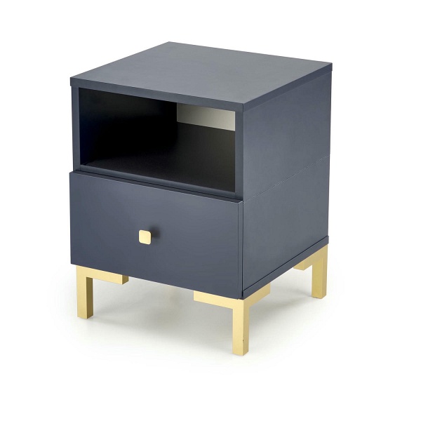 Szafka SILVIA nocna, granatowy - złoty - Halmar