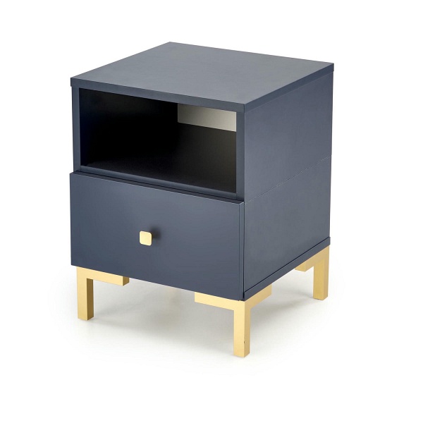Szafka SILVIA nocna, granatowy - złoty - Halmar