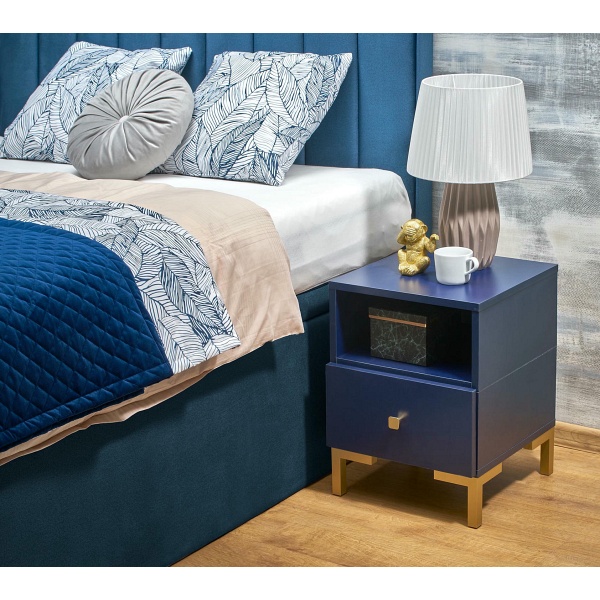 Szafka SILVIA nocna, granatowy - złoty - Halmar