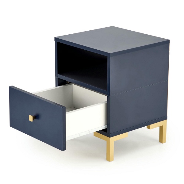 Szafka SILVIA nocna, granatowy - złoty - Halmar