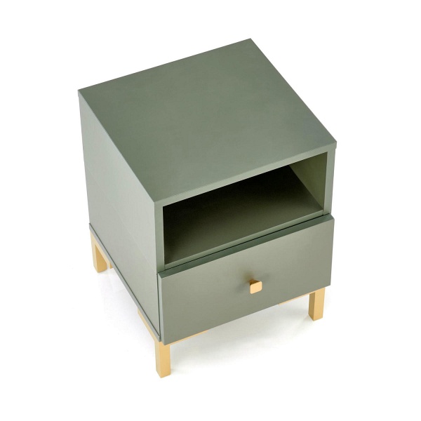 Szafka SILVIA nocna, zielony - złoty - Halmar
