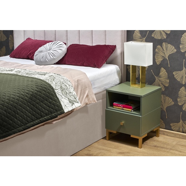 Szafka SILVIA nocna, zielony - złoty - Halmar