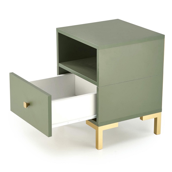 Szafka SILVIA nocna, zielony - złoty - Halmar