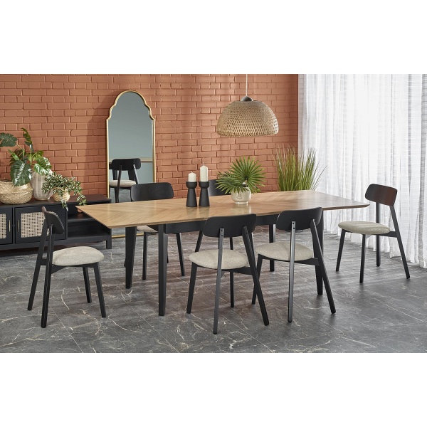 Stół EDMONDO rozkładany dąb naturalny / czarny - Halmar