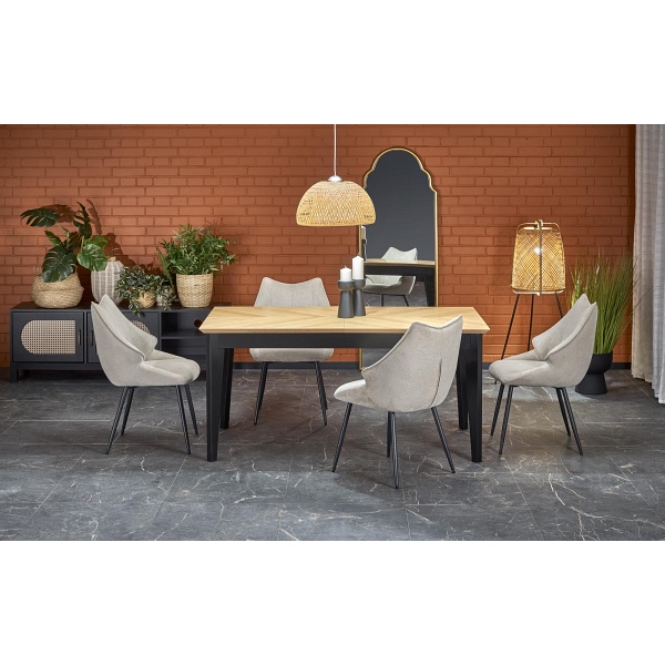 Stół EDMONDO rozkładany dąb naturalny / czarny - Halmar