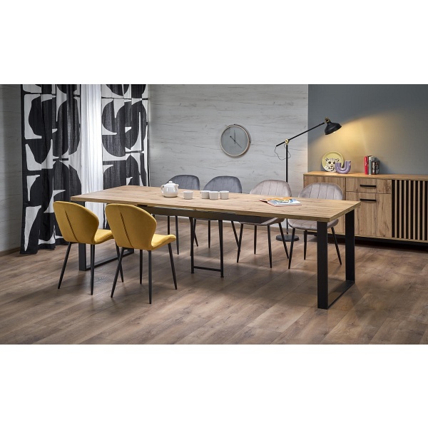 Stół CANDIDO rozkładany dąb wotan / czarny - Halmar