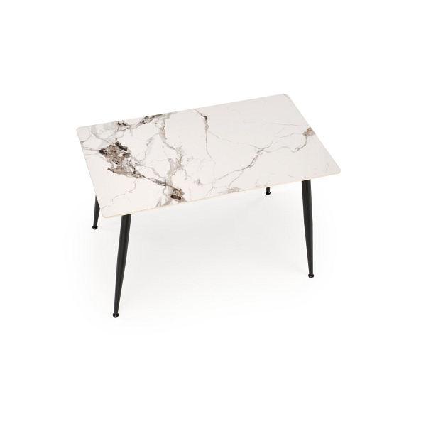 Stół EMILIO 120 blat - biały marmur, nogi - czarny - Halmar