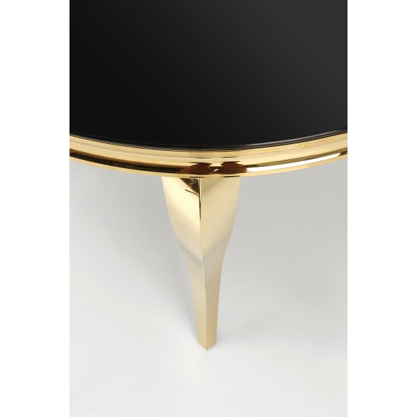 Stół REGINALD_2 okrągły blat - szkło czarny, nogi - złoty - Halmar