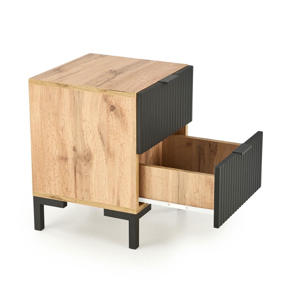 Szafka NELA nocna, dąb craft - czarny - Halmar