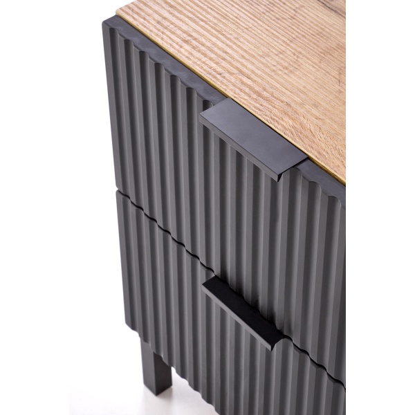 Szafka NELA nocna, dąb craft - czarny - Halmar