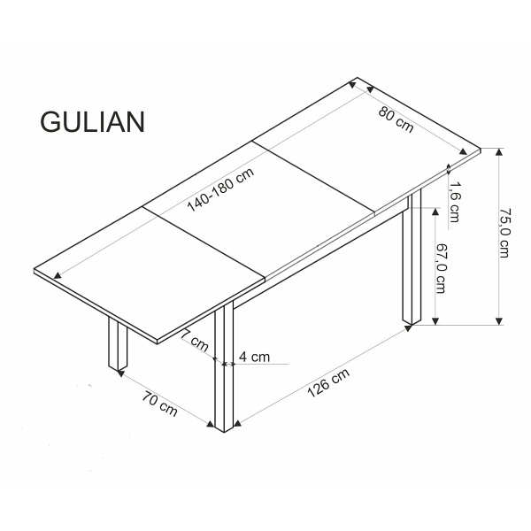 Stół GULIAN rozkładany, blat - dąb wotan, nogi - czarny - Halmar
