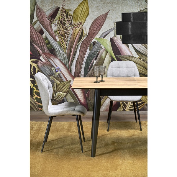 Stół GULIAN rozkładany, blat - dąb wotan, nogi - czarny - Halmar