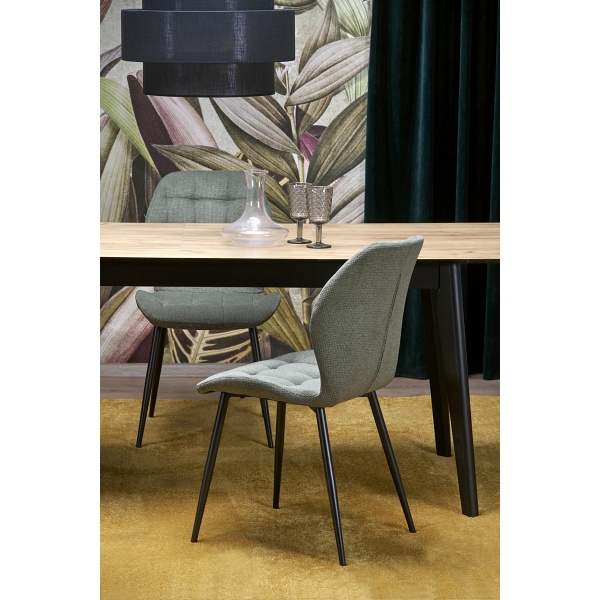 Stół GULIAN rozkładany, blat - dąb wotan, nogi - czarny - Halmar