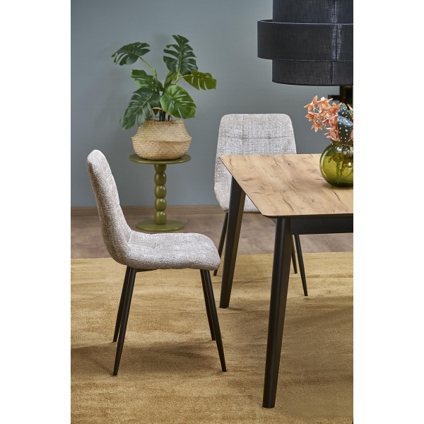 Stół GULIAN rozkładany, blat - dąb wotan, nogi - czarny - Halmar