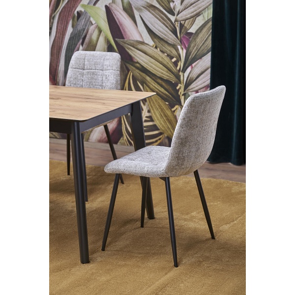 Stół GULIAN rozkładany, blat - dąb wotan, nogi - czarny - Halmar