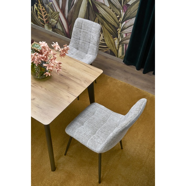 Stół GULIAN rozkładany, blat - dąb wotan, nogi - czarny - Halmar