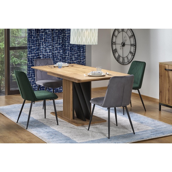 Stół FABIANO rozkładany 135-175/85 cm dąb wotan/czarny - Halmar