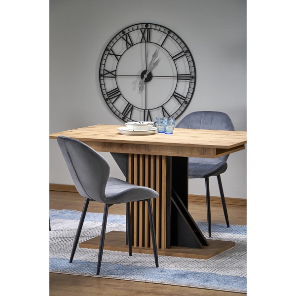 Stół FABIANO rozkładany 135-175/85 cm dąb wotan/czarny - Halmar