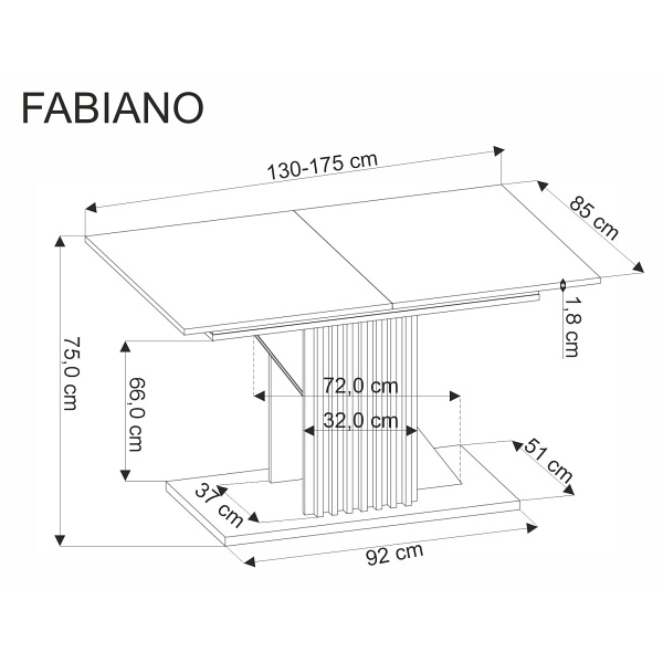 Stół FABIANO rozkładany 135-175/85 cm dąb wotan/czarny - Halmar