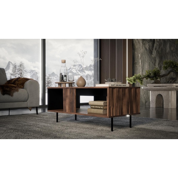 Ława SWING LAW-1 orzechowy/czarny, nogi: czarny - Halmar