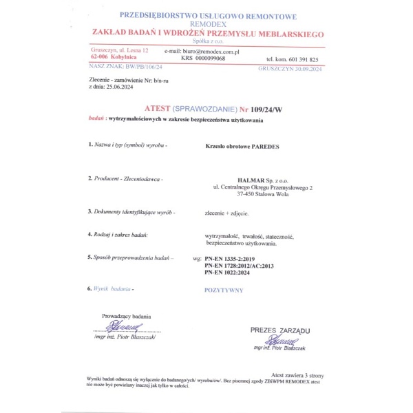 Fotel PAREDES gabinetowy czarny ) - Halmar