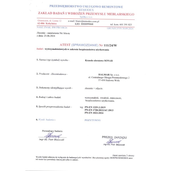 Fotel SONAR gabinetowy czarny - Halmar