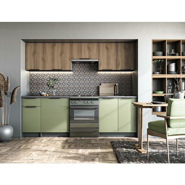 Kuchnia KSENIA 240 zestaw korpus: antracyt, front: orzech / pistacja - Halmar