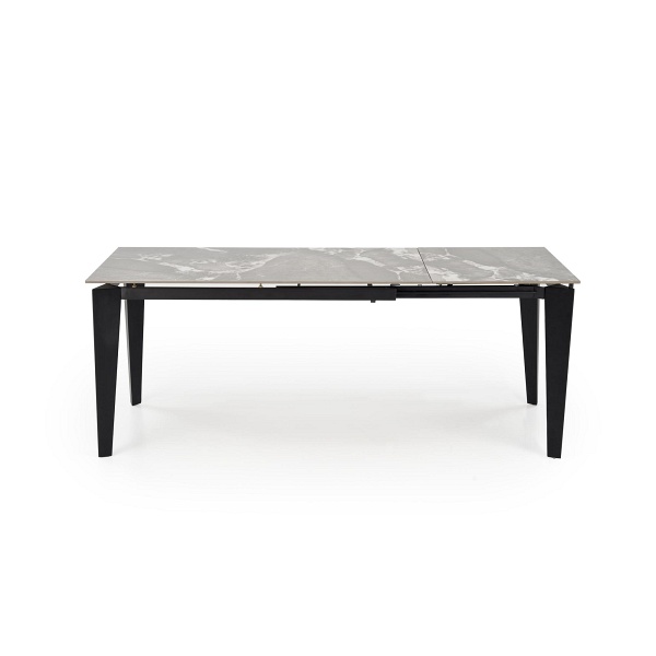 Stół FELIX rozkładany, blat - popielaty marmur, nogi - czarny - Halmar