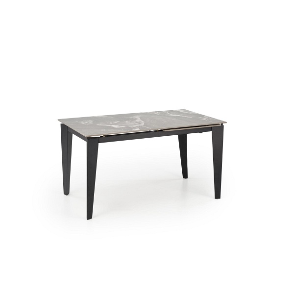 Stół FELIX rozkładany, blat - popielaty marmur, nogi - czarny - Halmar