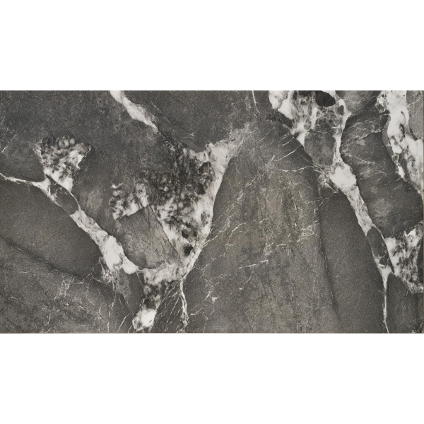 Stół FELIX rozkładany, blat - popielaty marmur, nogi - czarny - Halmar