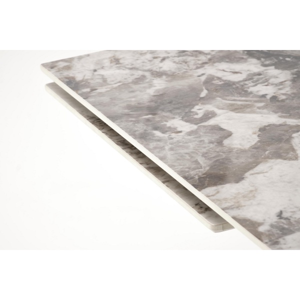 Stół FERNANDO rozkładany, blat - biały marmur, nogi - czarny - Halmar