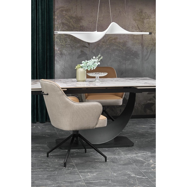 Stół FERNANDO rozkładany, blat - biały marmur, nogi - czarny - Halmar