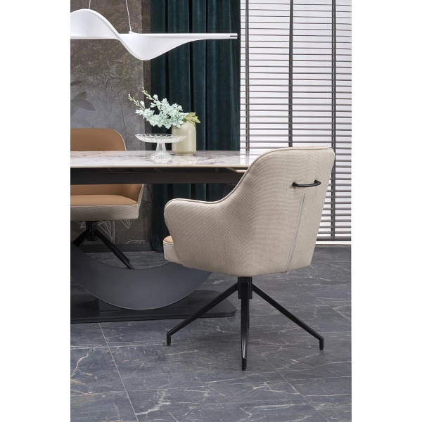 Stół FERNANDO rozkładany, blat - biały marmur, nogi - czarny - Halmar