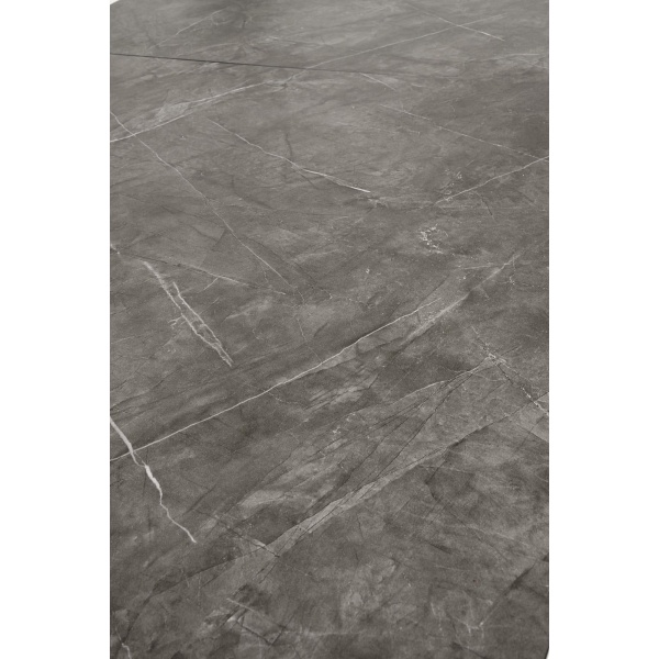 Stół CHARLES rozkładany, blat - popielaty marmur, nogi - czarny - Halmar