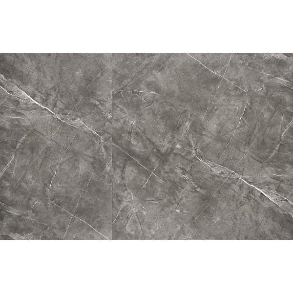 Stół CHARLES rozkładany, blat - popielaty marmur, nogi - czarny - Halmar