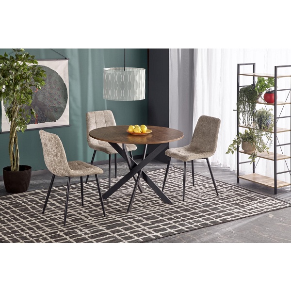 Stół EDGAR , blat - orzechowy, nogi - czarny - Halmar