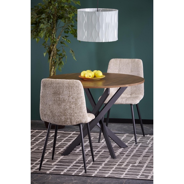 Stół EDGAR , blat - orzechowy, nogi - czarny - Halmar