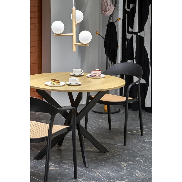 Stół EDGAR , blat - dąb złoty, nogi - czarny - Halmar