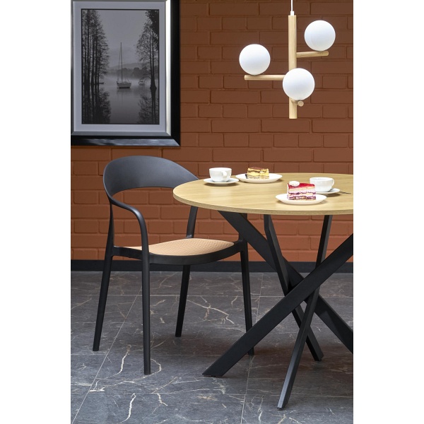 Stół EDGAR , blat - dąb złoty, nogi - czarny - Halmar