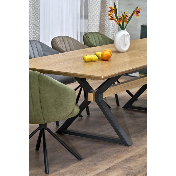 Stół HENRY rozkładany, blat - naturalny, nogi - czarny - Halmar
