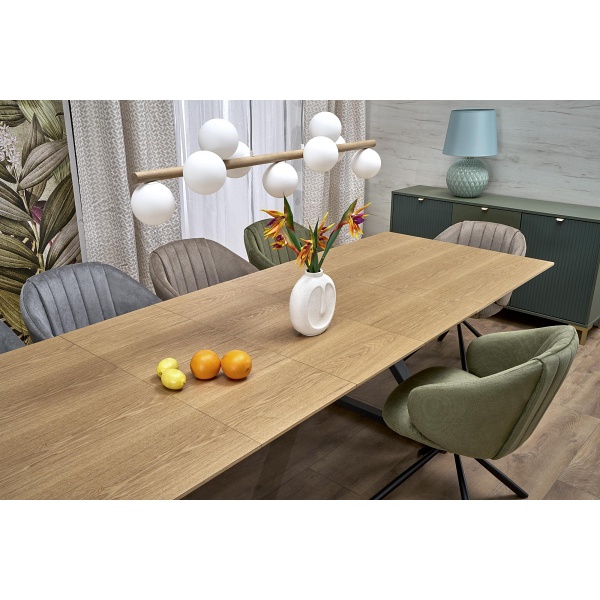 Stół HENRY rozkładany, blat - naturalny, nogi - czarny - Halmar