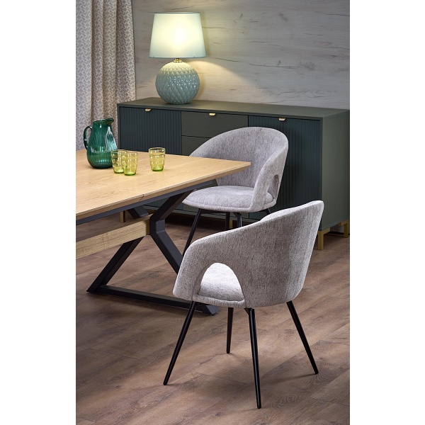 Stół HENRY rozkładany, blat - naturalny, nogi - czarny - Halmar