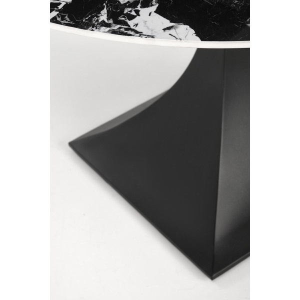 Stół MANUEL okrągły, blat - czarny marmur, noga - czarny - Halmar