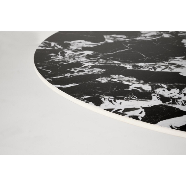 Stół MANUEL okrągły, blat - czarny marmur, noga - czarny - Halmar