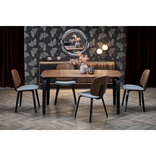 Stół PEDRO , blat - orzechowy, noga - czarny - Halmar