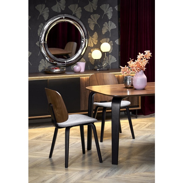 Stół PEDRO , blat - orzechowy, noga - czarny - Halmar