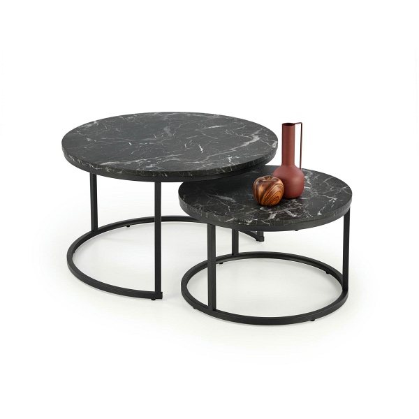 JAVA zestaw 2 ław, czarny marmur / czarny - Halmar