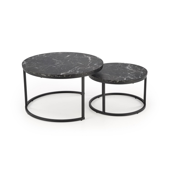 JAVA zestaw 2 ław, czarny marmur / czarny - Halmar